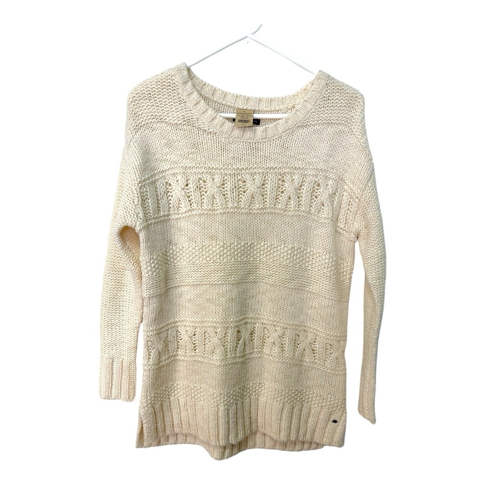 American Eagle S Cream Cable Knit Sweater Long Sleeve Boho Coastal Grandmother